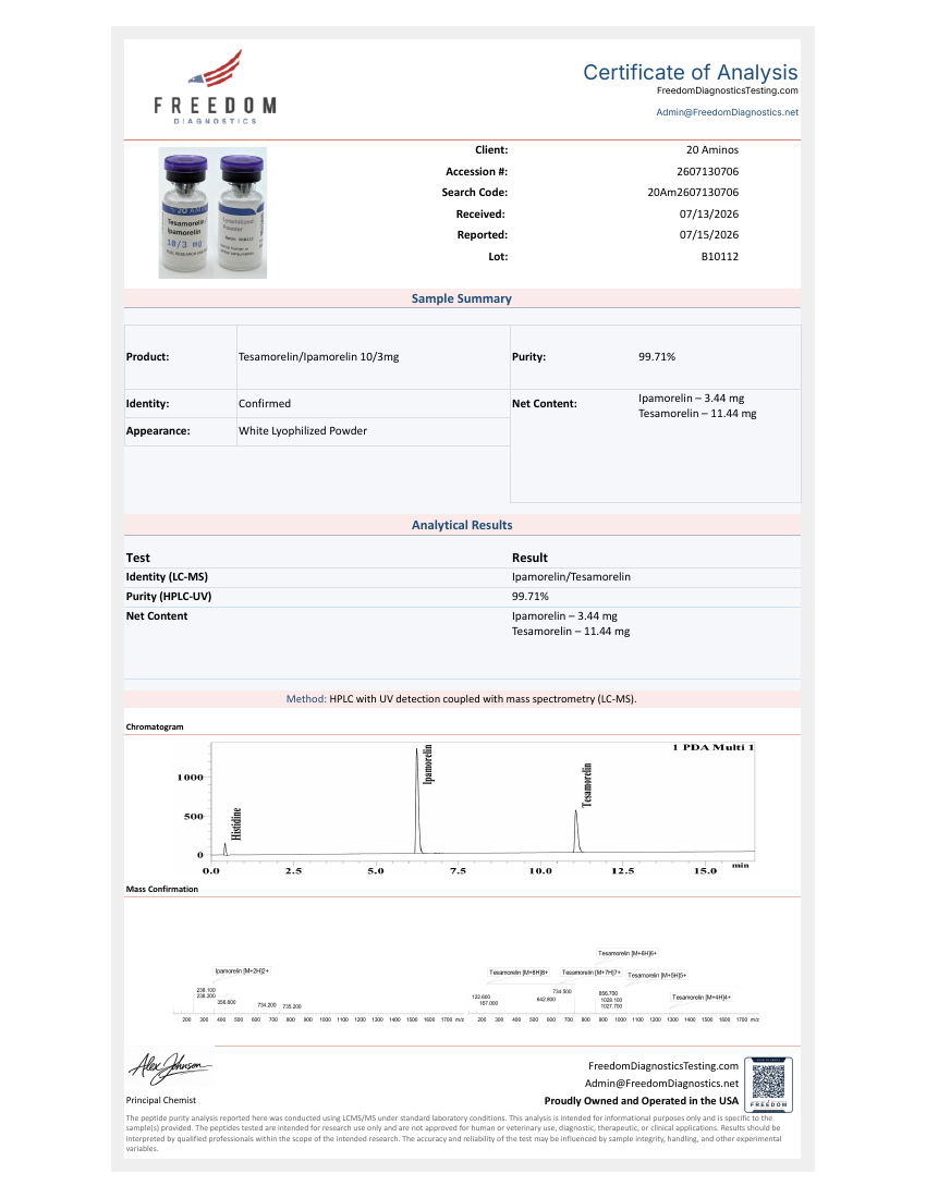 Report page for Tesamorelin / Ipamorelin · 10/3mg